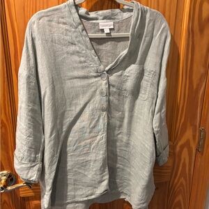 J. Jill Soft Gray V-Neck Blouse